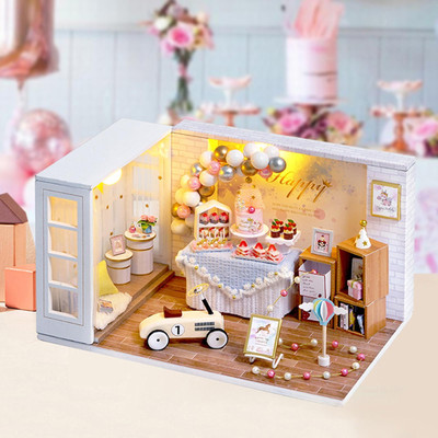 Puppenhaus Miniatur im Maßstab 1:24 mit Möbeln DIY Puppenhaus Bausatz plus Staubdicht