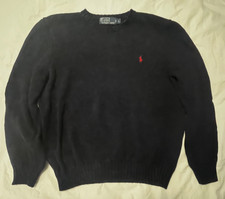 Polo Ralph Lauren Men's Navy Blue Knit 100 Cotton Crew Neck Sweater Size L