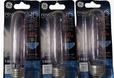 3 Pack GE 48707 Reveal HD T10 40w Clear Tubular Appliance Light Bulb 290 Lumens