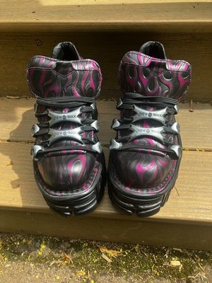 Pink and black flame pattern New Rock platform shoes - BRAND NEW