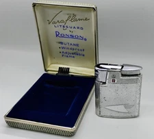 Ronson Varaflame Liteguard Silver Tone Lighter In Original Box w/ Case & Brush