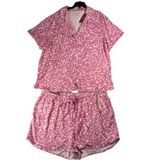 State of Day Women's XL Short Sleeve Pajama Set Brush Strokes Pink 59