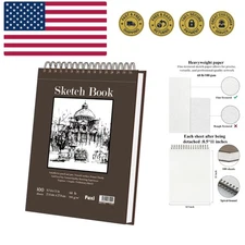 Sketchbook 8.5x11, 100 Sheets Hard Cover Sketch Book 8.5" x 11", 68 lb/100gsm...