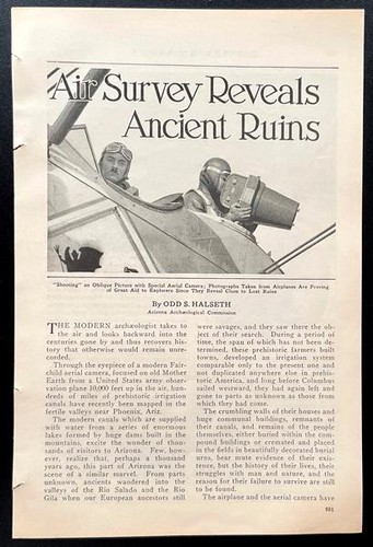 Hohokam Phoenix Canal system 1930 pictorial “Air Survey Reveals Ancient Ruins”