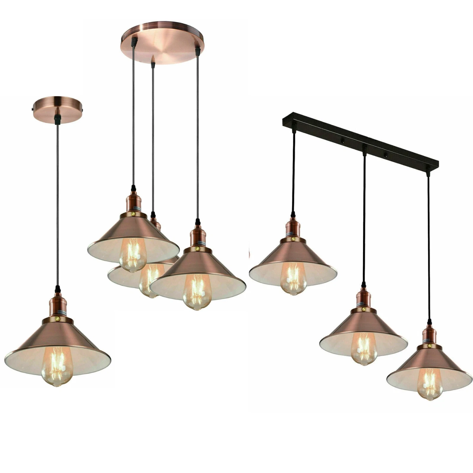 Industrial pendant lamp holder kit with E27 socket and adjustable cable for DIY ceiling lighting.
