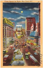 Vintage NYC Times Square by Night Travel Advertisement Poster Print