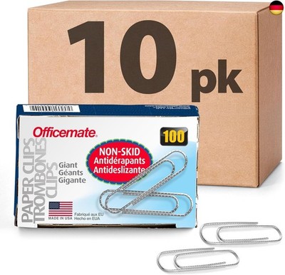 Officemate Riesige rutschfeste Büroklammern, 1.000 Klammern (10 Boxen mit je 
