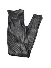 Spanx Women's Faux Leather Shiny Textured Moto Leggings - Black - Size Small