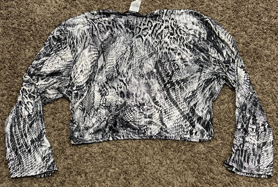 MSK Jacket Womens Animal Print Sequin Open Crop Women’s Size M A21 - Image 4 of 4