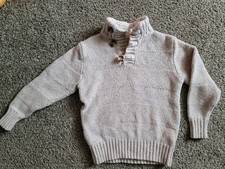 Cat Jack Boys Henley Knit Sweater Ivory Button Mock Neck Long Sleeve XS 4/5