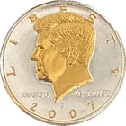 DANBURY MINT - 2007-D KENNEDY HALF DOLLAR, UNCIRCULATED IN 24KT GOLD&.999 SILVER