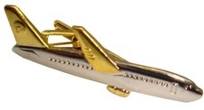 Bassin and Brown Mens Airplane Tie Bar - Silver/Gold