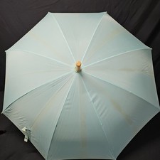 Vintage Blue Umbrella Wooden Handle Rn 58016