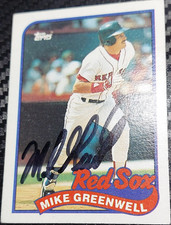 Topps 1989 Mike Greenwell #630 Boston Red Sox Autographed Baseball Card