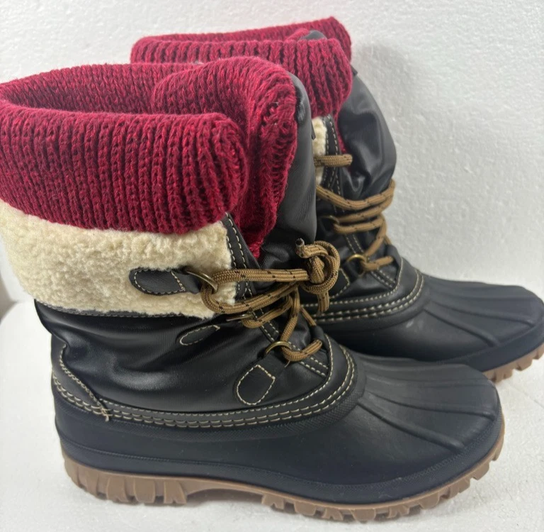 storm by cougar women's cove faux sherarling snow boots black /Red