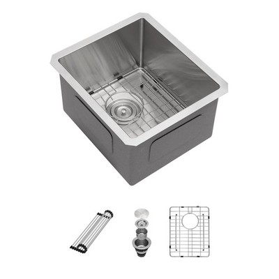 Sarlai 15 Inch Undermount Single Bowl Stainless Steel Kitchen Sink - 15'' x 17...