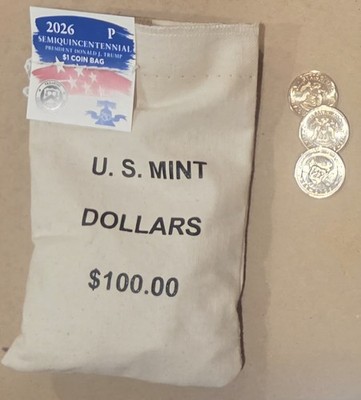 2026 Trump $1 100 Coin Mint Bag NO PRIVY COINS
