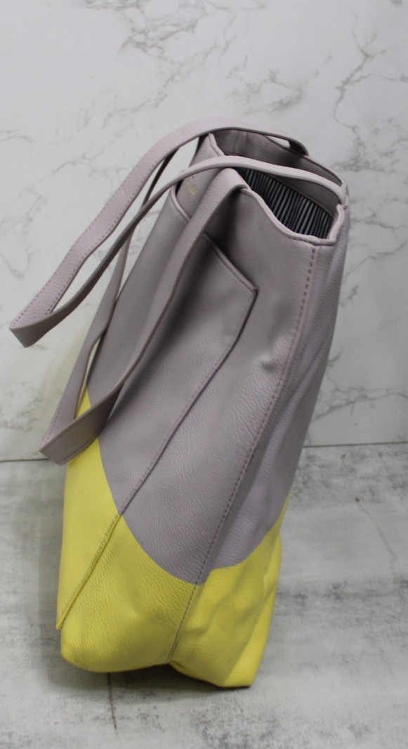 Kate Spade Gray & Yellow Leather Shoulder HandBag Purse thumbnail 7
