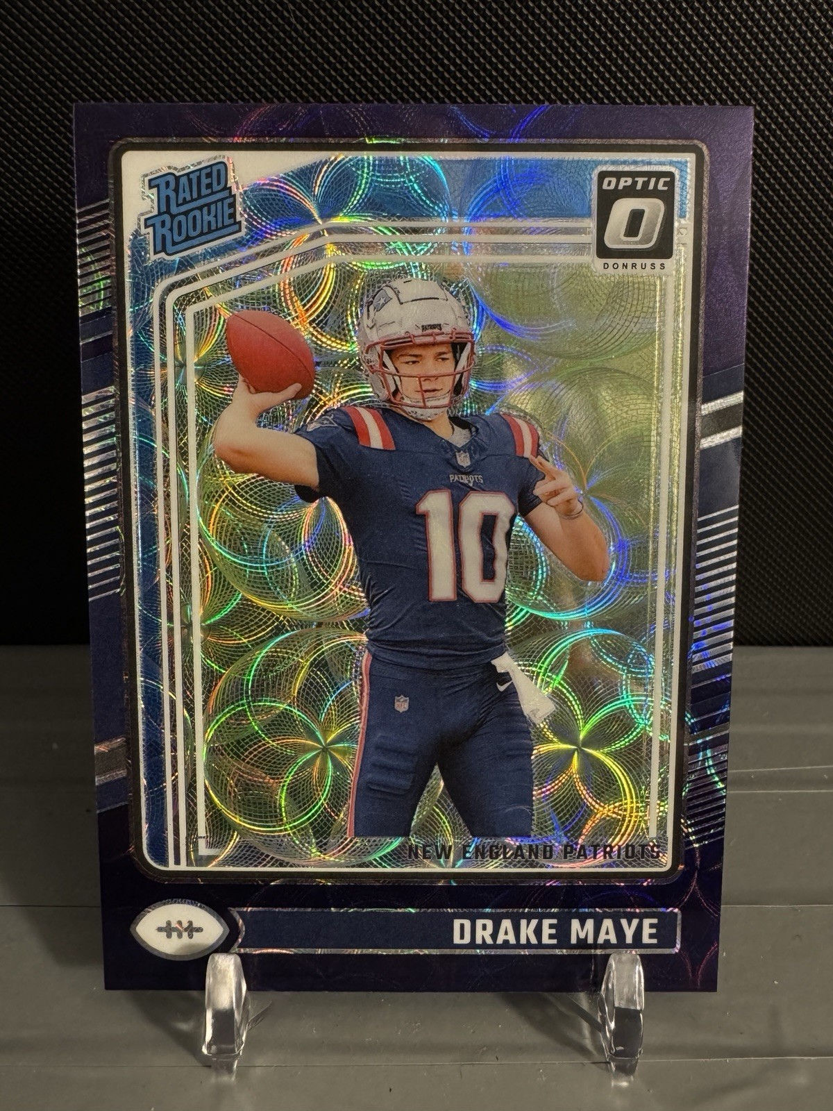2024 Panini Donruss Optic #229 Drake Maye Purple Scope Prizm Rookie Patriots