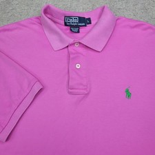 Polo Ralph Lauren Shirt Mens Large Pink Short Sleeve Preppy Cotton Polo