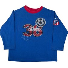 Baby Headquarters Blue Soccer Ball Applique Long Sleeve T Shirt 24M 90s Y2K