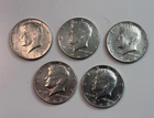 90% & 40% Silver Kennedy Half Dollars Lot of 5 Coins (includes 1964)