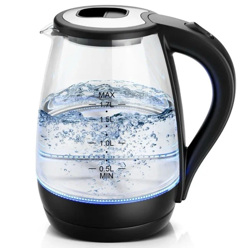 Glass Kettles Electric, Black Fast Boil Quiet Cordles Kettle With Auto Shut Down