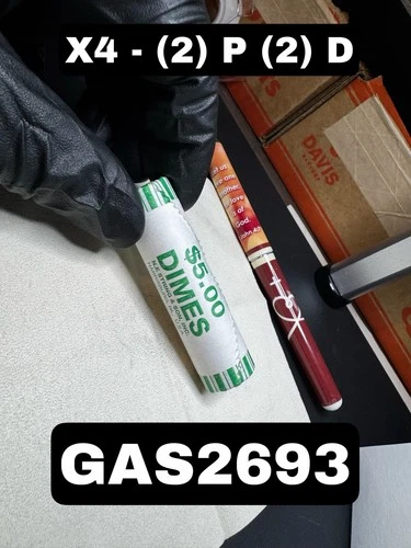 GAS2693 - (4) 2026 D & P  SemiQ Uncirculated Dime $5 Roll 50 Coins -GAS2693