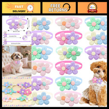 50PCS Colorful Flower Dog Bowties - Adjustable Handmade Pet Collars  Necklaces