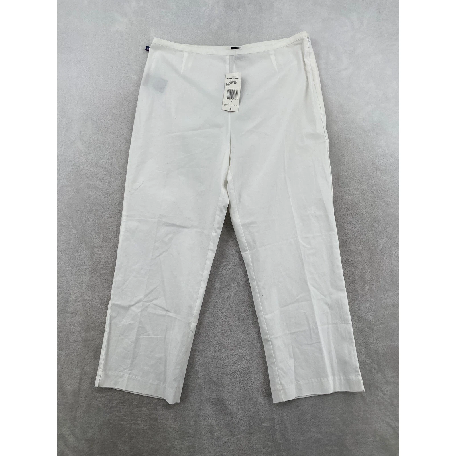 Polo Jeans Co Ralph Lauren Cropped Pants Womens 8 White Cotton Side Zip Capris