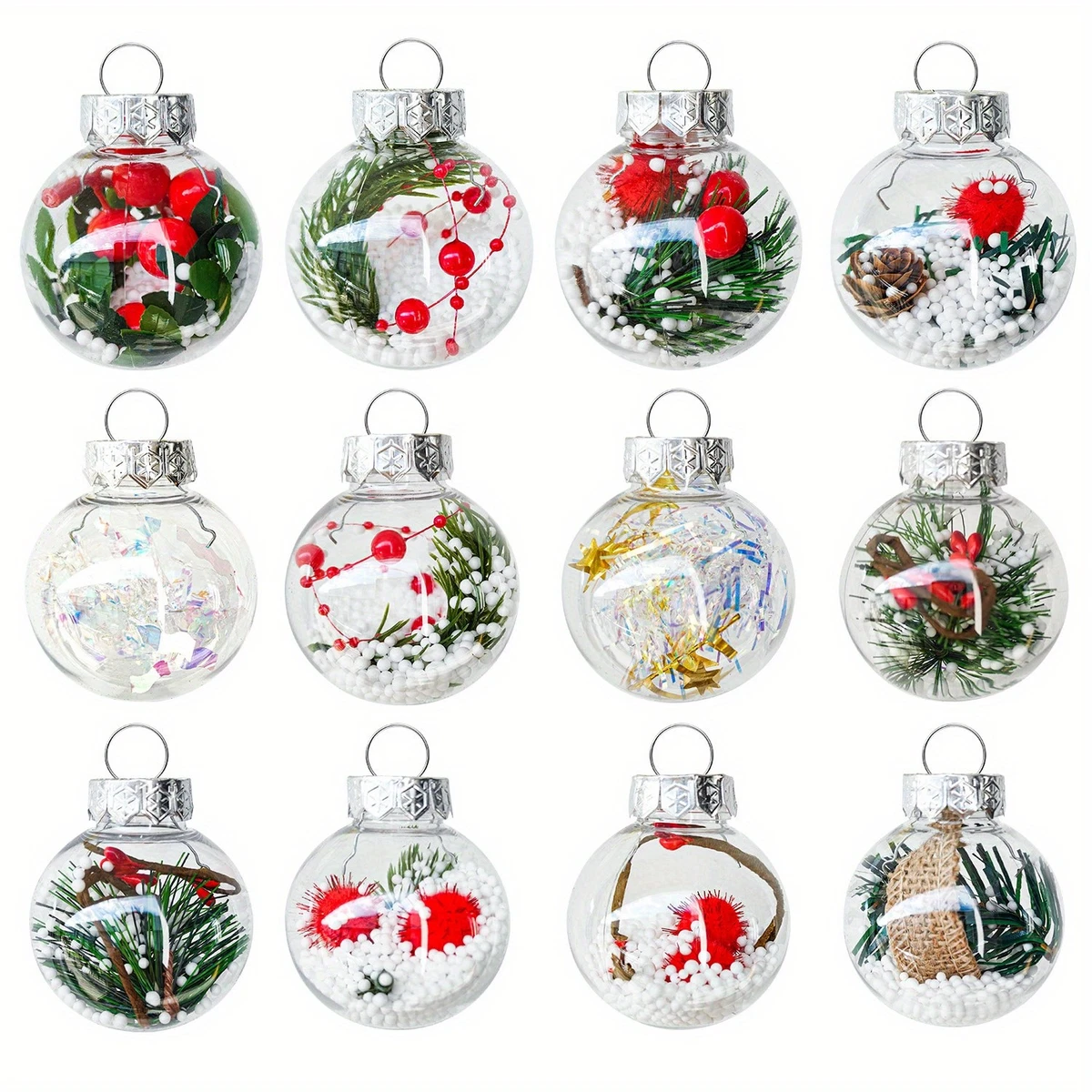 Caja De Almacenamiento Para Bolas De Navidad - Capacidad 64 Unidades, Tamaño 30x30x30 Cm, Color Gris