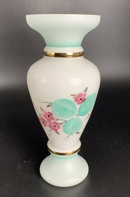 Opaline Glas Vase; Rapotin Glass; Novy Bor Bohemia; 1980; D10/8cm, H24.5cm