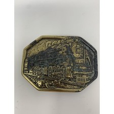Vintage Embossed Locomotive Train Brass Belt Buckle Avon