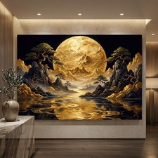 Luxuriöser Landschaftsdruck. Baume - Mond, Wandbild Acrylglas, Leinwand, Poster