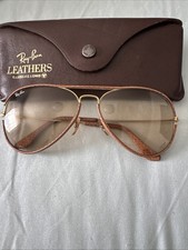 Bausch Lomb Ray Ban Leathers Aviator Sunglasses w/ case Vintage Brown 58 14