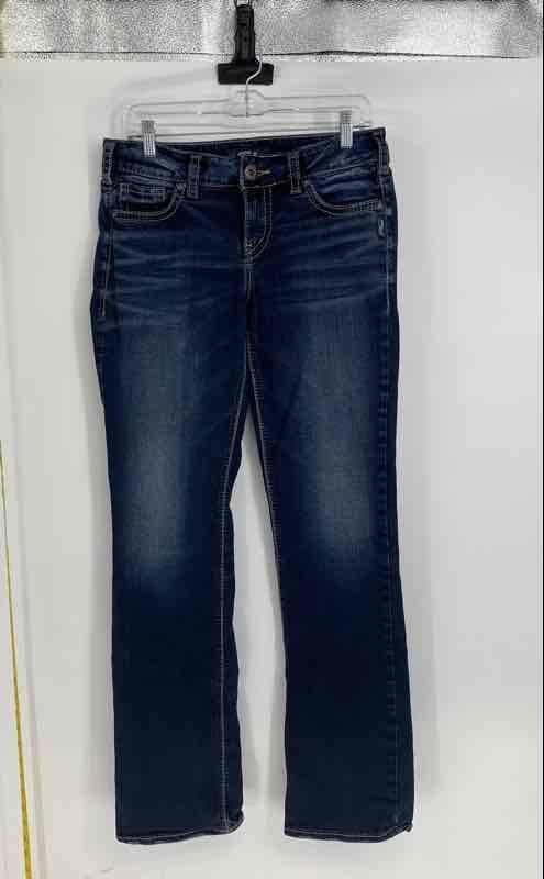 Silver Jeans Co. Womens Elyse Blue Denim Slim Fit Bootcut Leg Jeans Size 28x33