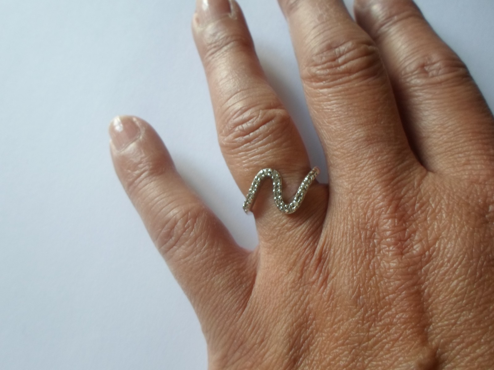 solid silver ring, zirconium paved wave, size 56 - image 2