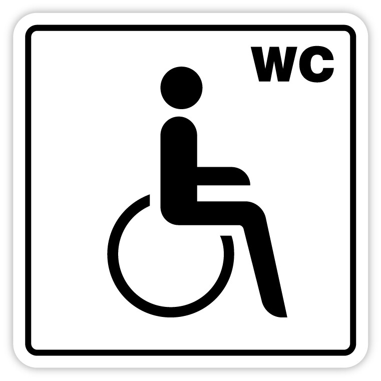 Aufkleber Hinweis Symbol „Behinderten WC“ Rollstuhl Sticker Folie | 5-30 cm