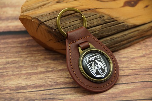 NEW VINTAGE AUTO PONTIAC FIERO CAR GENUINE LEATHER KEY FOB CHAIN RING Automotive - Foto 3 di 6