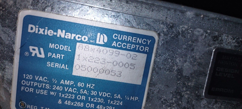 dixie narco 88x4099-02 Arcade Vending Bill Validator #190 - Bild 2 von 2