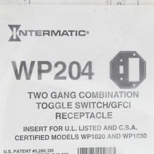 Intermatic 2-Gang Waterproof Toggle Switch Decorator Device Insert Plate WP204