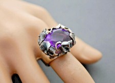 Facet Amethyst Ring Sterling Silver Art Nouveau Crafts for Good Relations