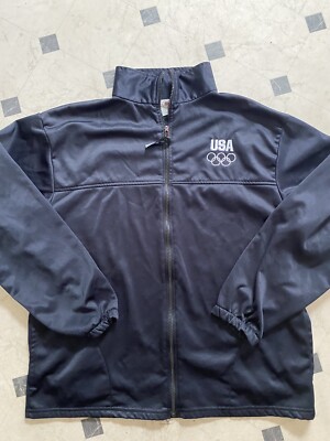 USA Olympics Sweatshirt Adult Extra Large 1XL Blue Full Zip Softshell USA Men