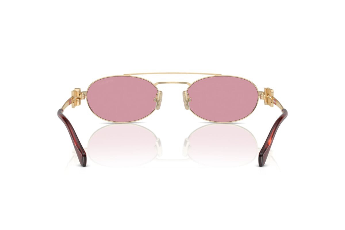 MIU MIU MU 54ZS ZVN50D Gold Pink Lens Oval Women Sunglasses