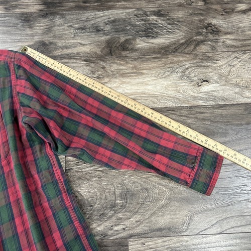 Lumberjack LL Bean flanella uomo grande scozzese a quadri rosso verde con bottoni cabina - Foto 13 di 13