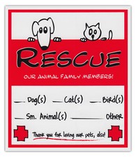 2-Pack Pet Rescue Alert To Fire Department  Window Stickers Decals Dogs Cats