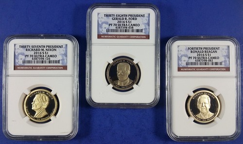 2016 S PRESIDENTIAL DOLLAR 3 COIN SET NGC PF70 - Picture 5 of 6