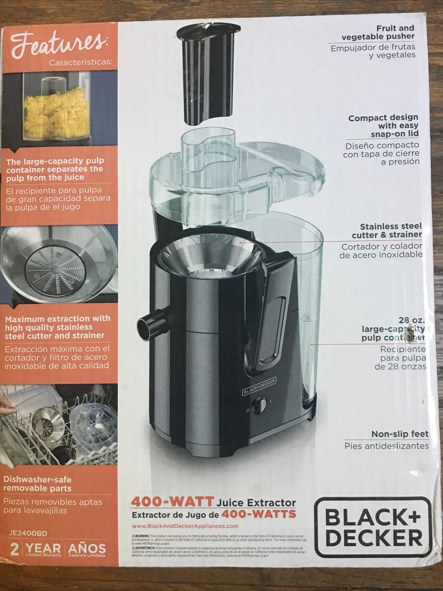 NEW BLACK+DECKER Fruit & Vegetable Juice Extractor w/ Space Saving, Black,  JE