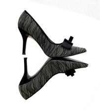 Vintage 80s 90s Metallic Fabric Nine West Spike Heels sz 7 M