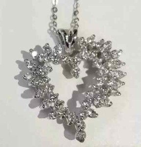 2.00 Ct Round Cut Natural Moissanite Cluster Heart Pendant 14K White Gold Plated